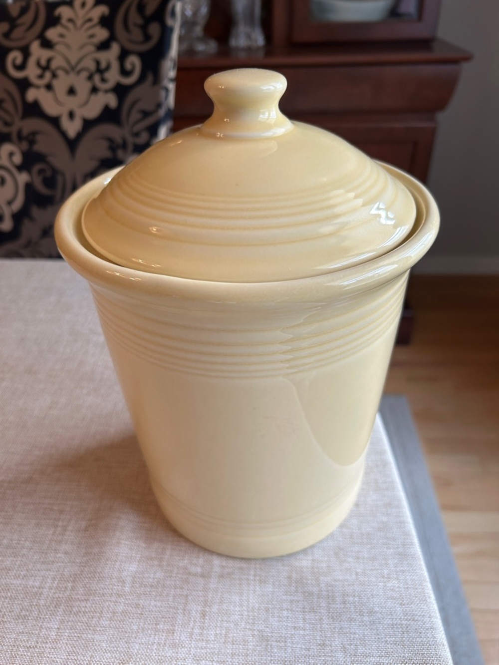 Fiestaware Pale Yellow Large Lidded Ceramic Canister